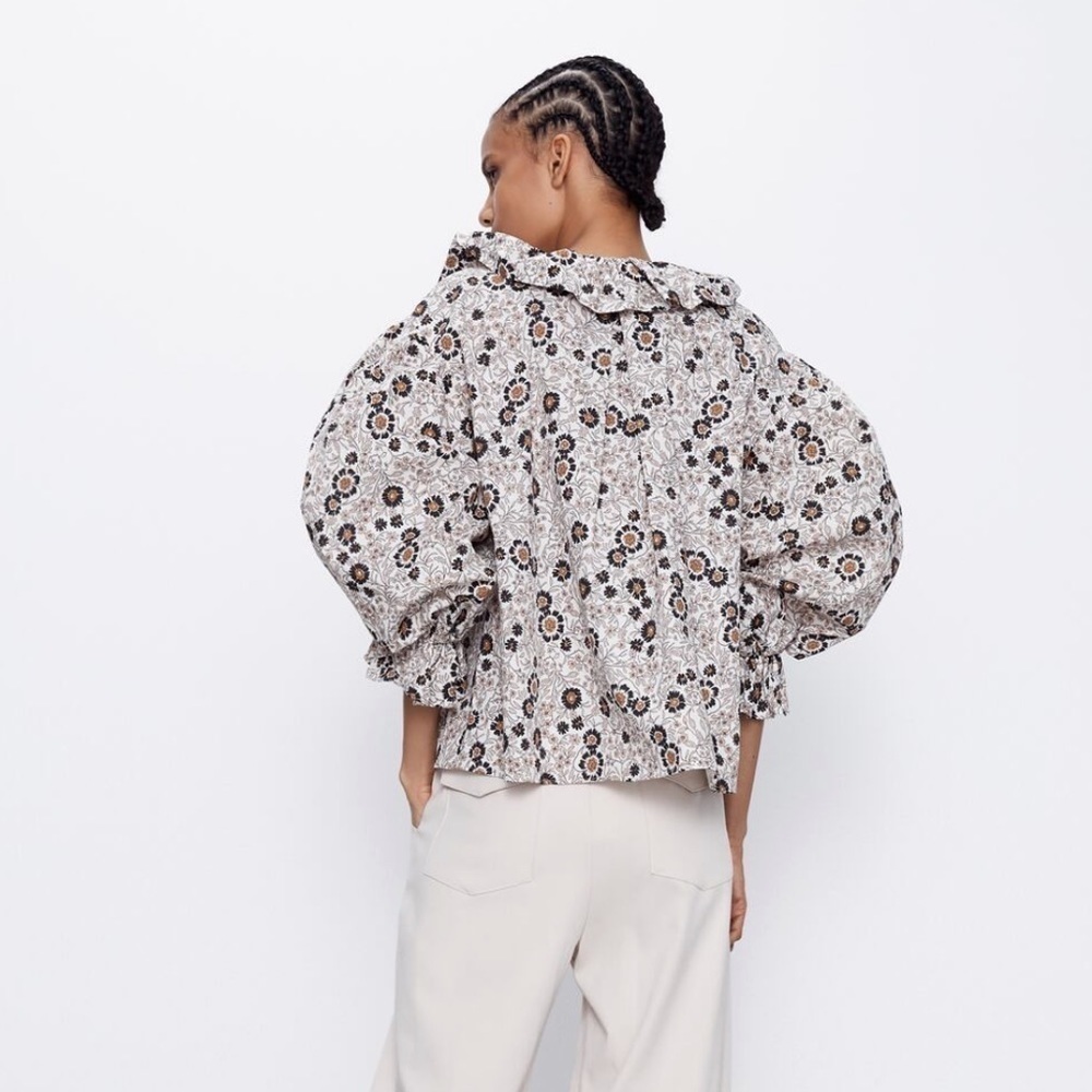 ZARA Ruffled Print Top - Picture 5 of 6